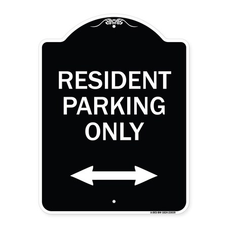 Signmission Reserved Parking Resident Parking Heavy-Gauge Aluminum Architectural Sign, 24" x 18", BW-1824-23039 A-DES-BW-1824-23039